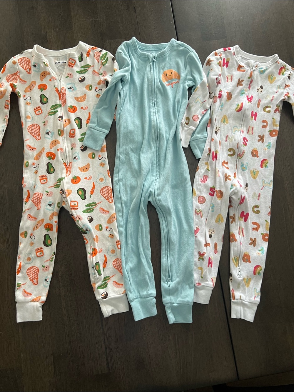 Old Navy Baby Zip One-Piece Sleepers - Light Blue & Multicolor Prints